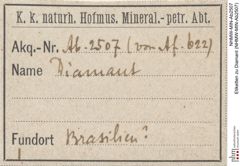 Etiketten zu Diamant (NHMW-MIN-Ab2507)